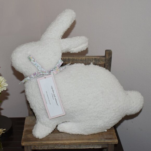 Other - Cupcakes and Cashmere Spring Easter Sherpa White Bunny Rabbit Throw Pillow